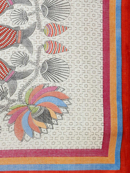 Saree Mall Blue & Beige Art Silk Printed Bhagalpuri Saree