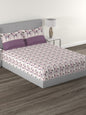 MYTRIDENT Mauve White Floral Cotton 144 TC Queen Bedsheet With 2 Pillow Covers