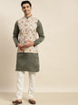 Sojanya Men Green Ethnic Motifs Kurta with Churidar & Nehru Jacket