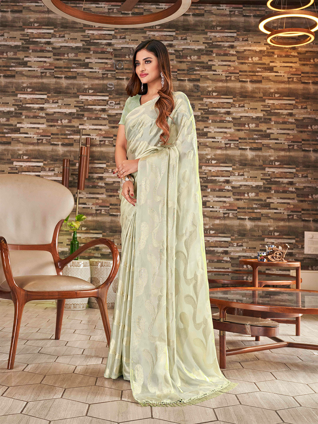 Tikhi Imli Embellished Jacquard Satin Ready to Wear Saree