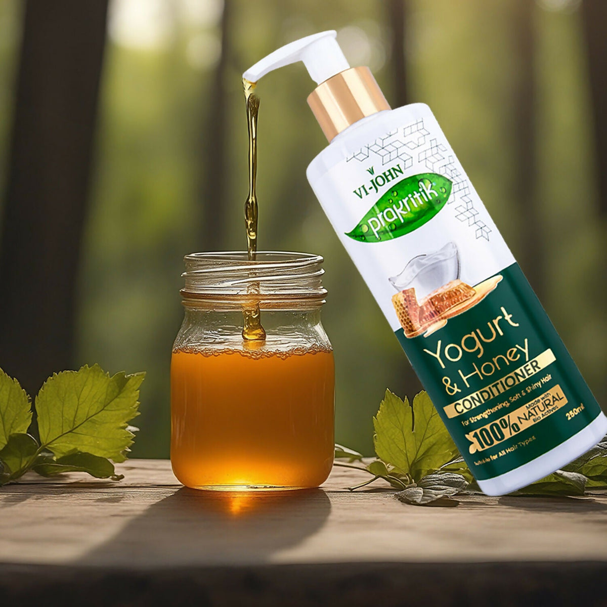 VI-JOHN Prakritik Yogurt & Honey Conditioner, Restores Hair Moisture, Made With Natural Bio-Active