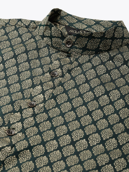 Sojanya Men Green Ethnic Motifs Kurta with Pyjama & Nehru Jacket