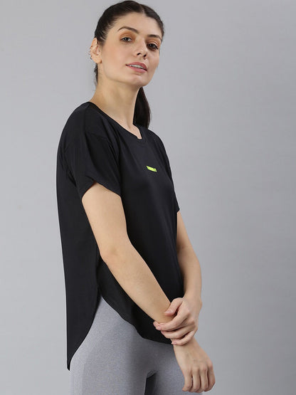 MKH Women Black Dri-FIT Sports T-shirt