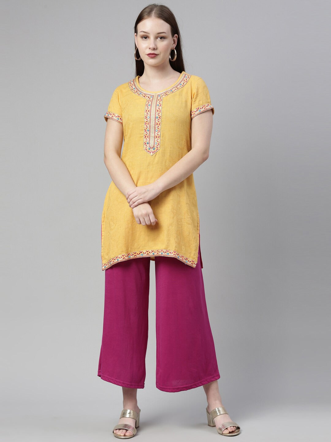 Souchii Purple Knitted Ethnic Palazzos