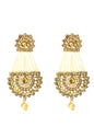 Mominos Fashion Johar Kamal Earrings With Kundan & Pearls Work