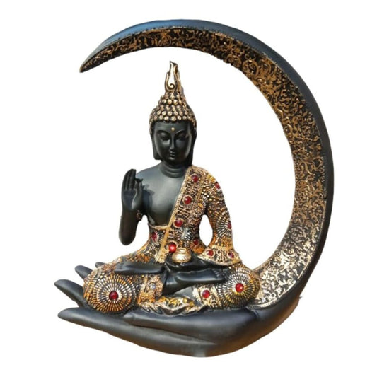 Defabmart Polystone Sitting Half Moon Buddha
