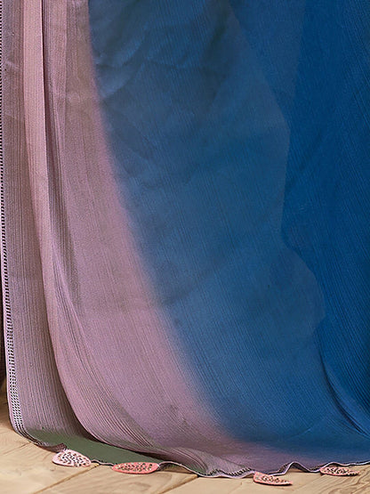 Saree Mall Blue & Mauve Ombre Dyed Sarees