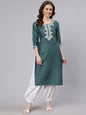Aks Floral Yoke Design Thread Work Silk Kurta