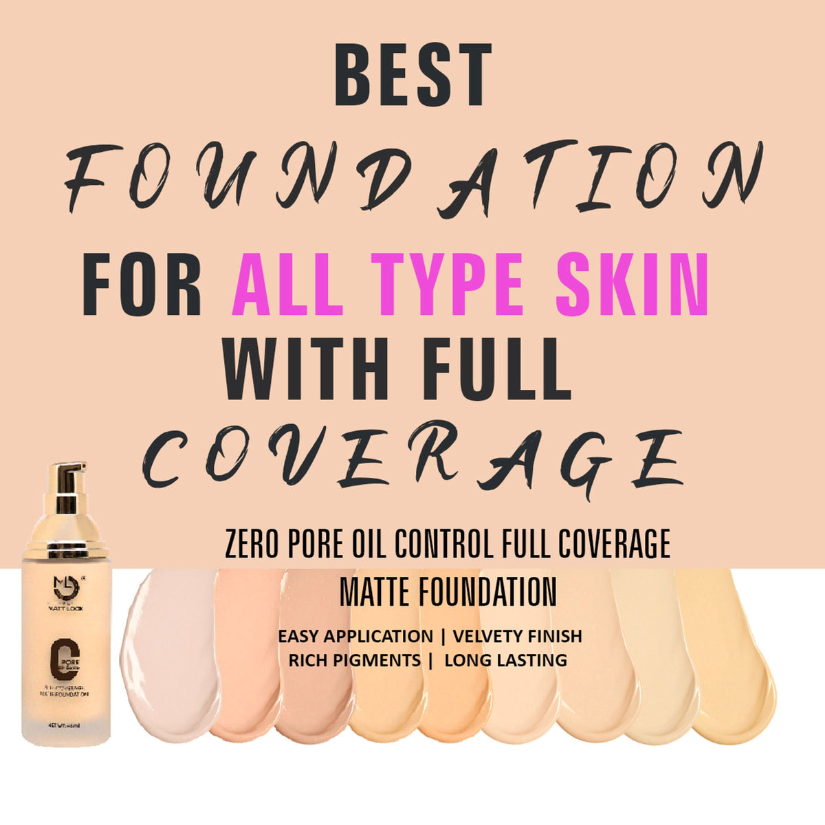 Matt Look Zero Pore Oil Control Full Coverage Matte Foundation - Warm Nude