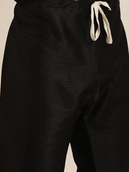 Sojanya Men Black Solid Kurta with Churidar & Nehru Jacket