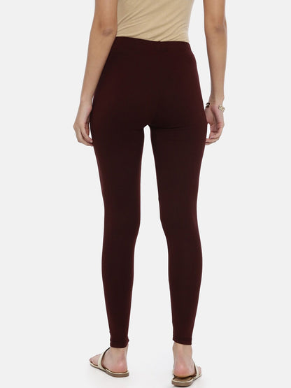 Souchii Brown Solid Slim-Fit Ankle-Length Leggings