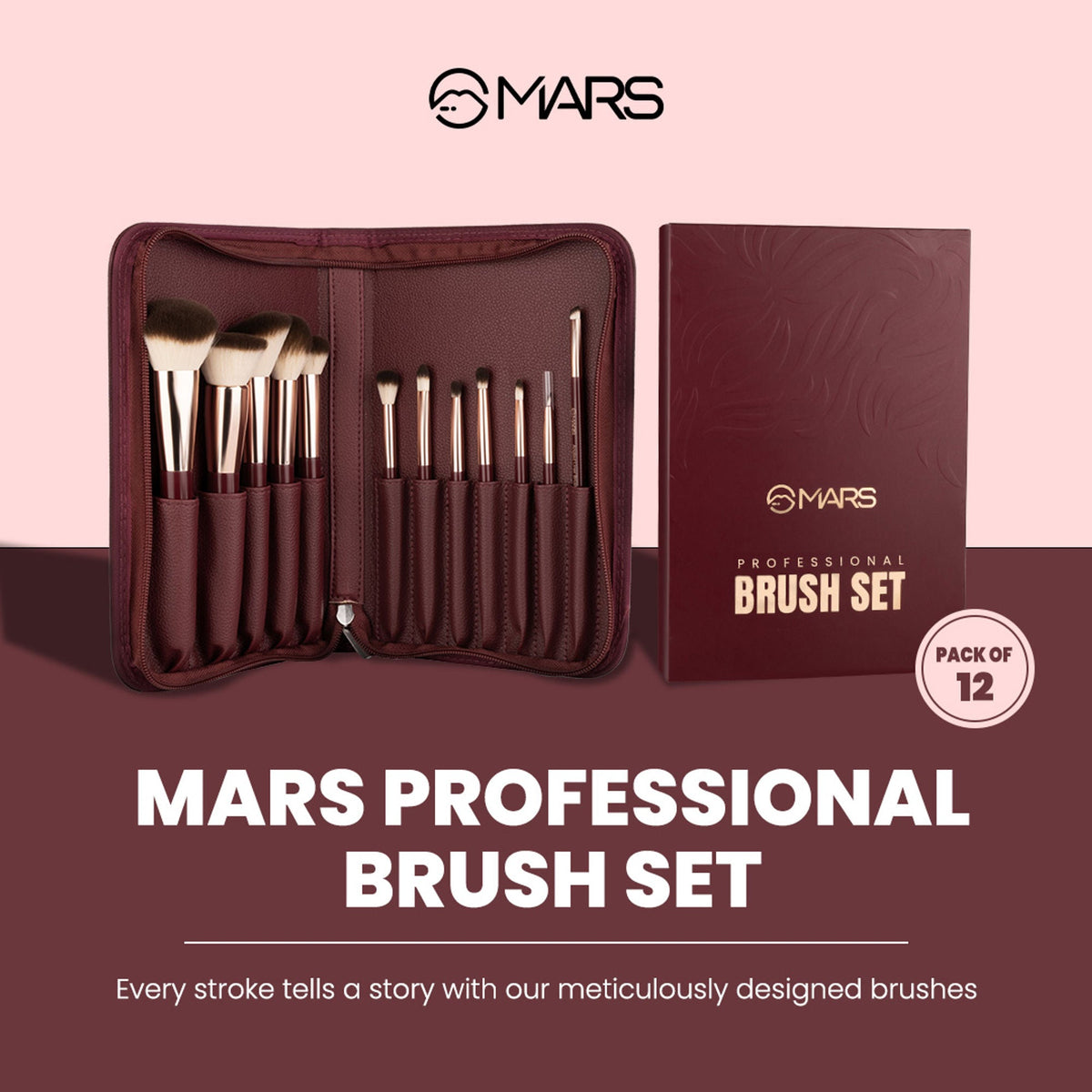MARS Cosmetics Professional Makeup Brush - Set Of 12