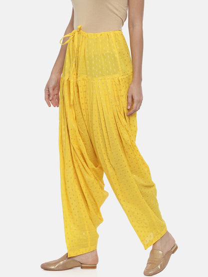 Souchii Yellow Printed Regular-Fit High-Rise Patiala