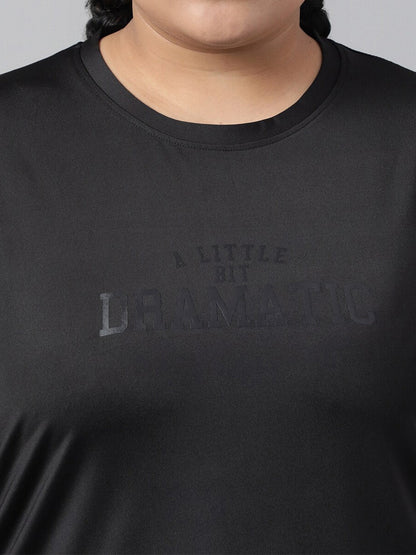 MKH Plus Size Relaxed Fit Typography Printed Dri-Fit Sports T-shirt