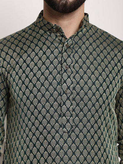 Sojanya Woven Design Mandarin Collar Kurta with Churidar & Nehru Jacket