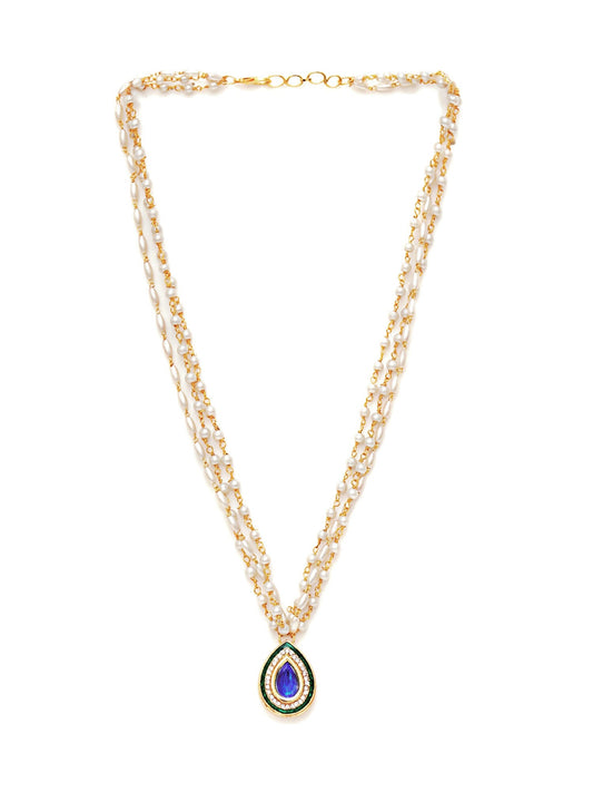 Kundan Necklace (Gold) - Ruby Raang