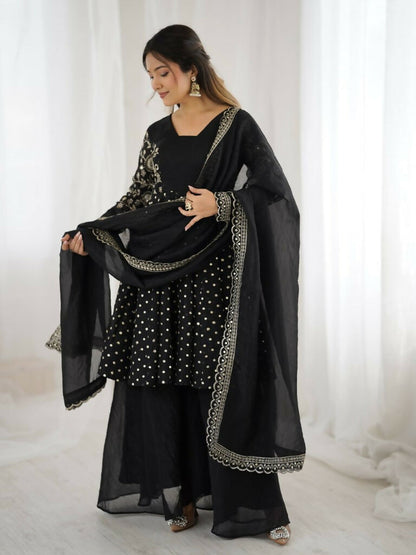 Teeya Creation Black Color Embroidery Work Wedding Wear Salwar Suit