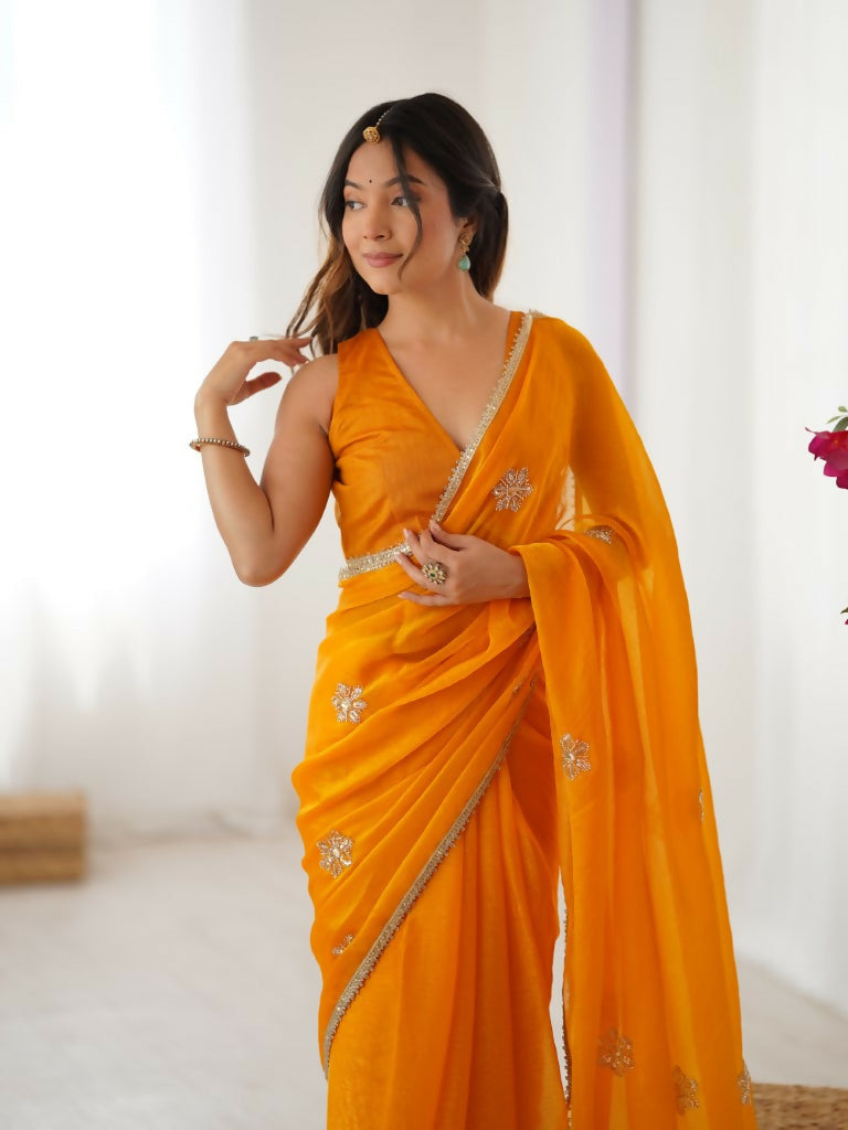 Yellow Fendy Designer Beads Moti,Val Sequence Work Saree - Siara