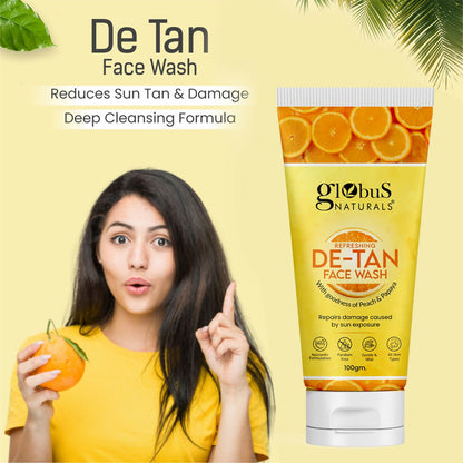 Globus Naturals De Tan Face Wash, Suitable For All Skin Types