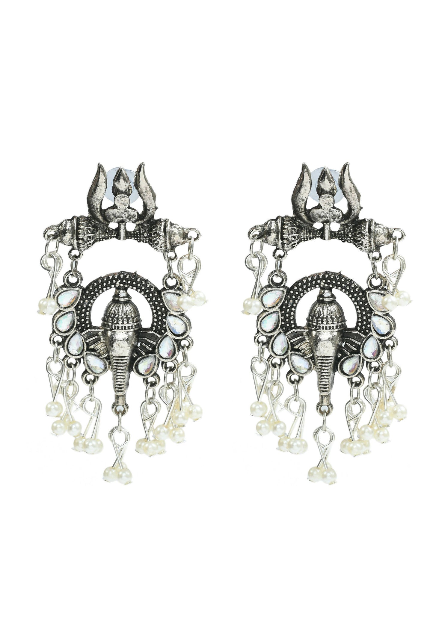 Mominos Fashion Johar Kamal Oxidised Silver-Plated Ganesha Design Necklace Choker Set