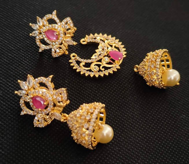 AD Rubies Designer 4 in 1 earrings