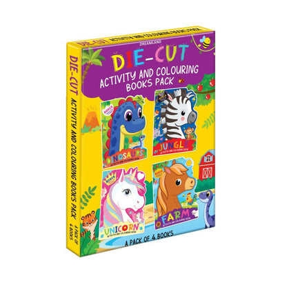 Dreamland Die-cut Activity and Colouring Books Pack- A Pack of 4 Books : Children Interactive & Activity Book