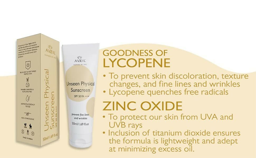 Aveil Unseen Physical Sunscreen SPF 50 PA +++