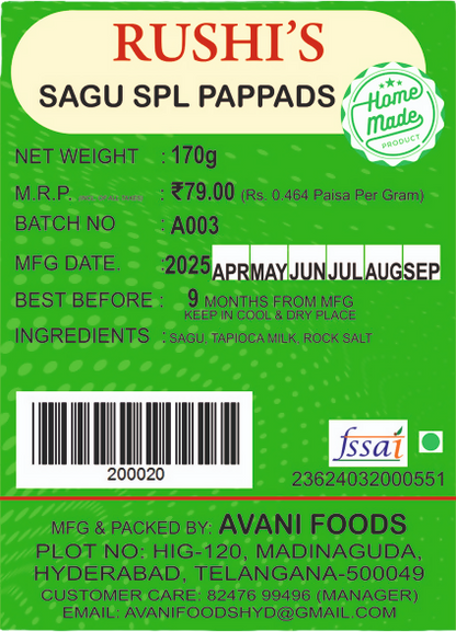Avani Foods Sagu Spl Papads