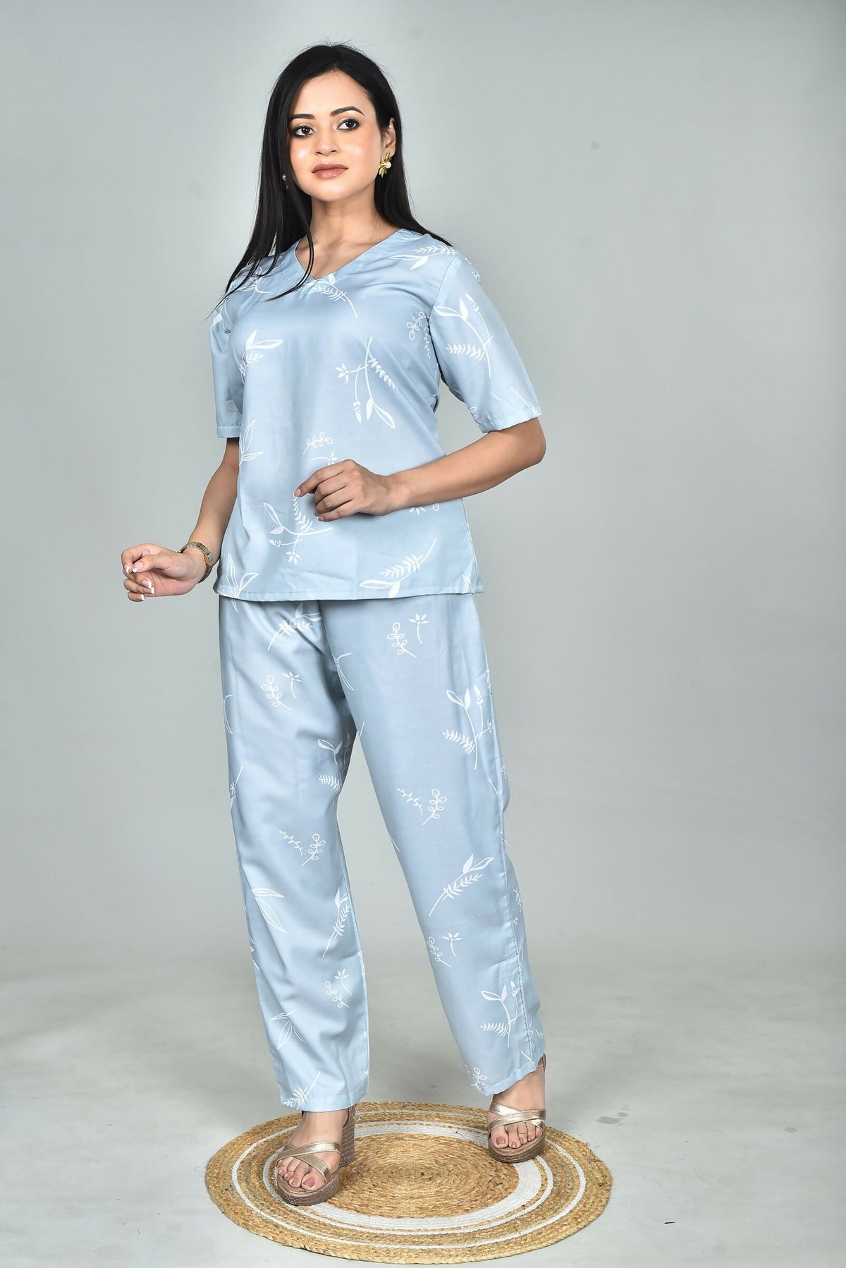 Morchari Digital Print Semi Muslin Co-Ord Set Top & Trouser-Multicolor
