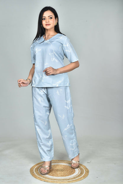 Morchari Digital Print Semi Muslin Co-Ord Set Top & Trouser-Multicolor