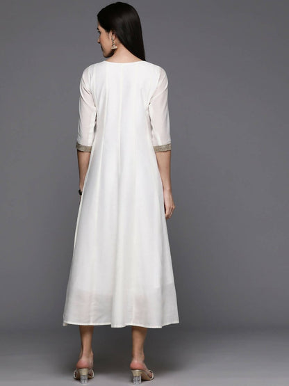 Ahalyaa Women's Traditional wear Ethnic Dress - Off White
