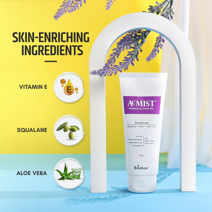 Brinton AcMist Moisturizing Cream Gel With Vitamin E & Aloe Vera, For All Skin Types