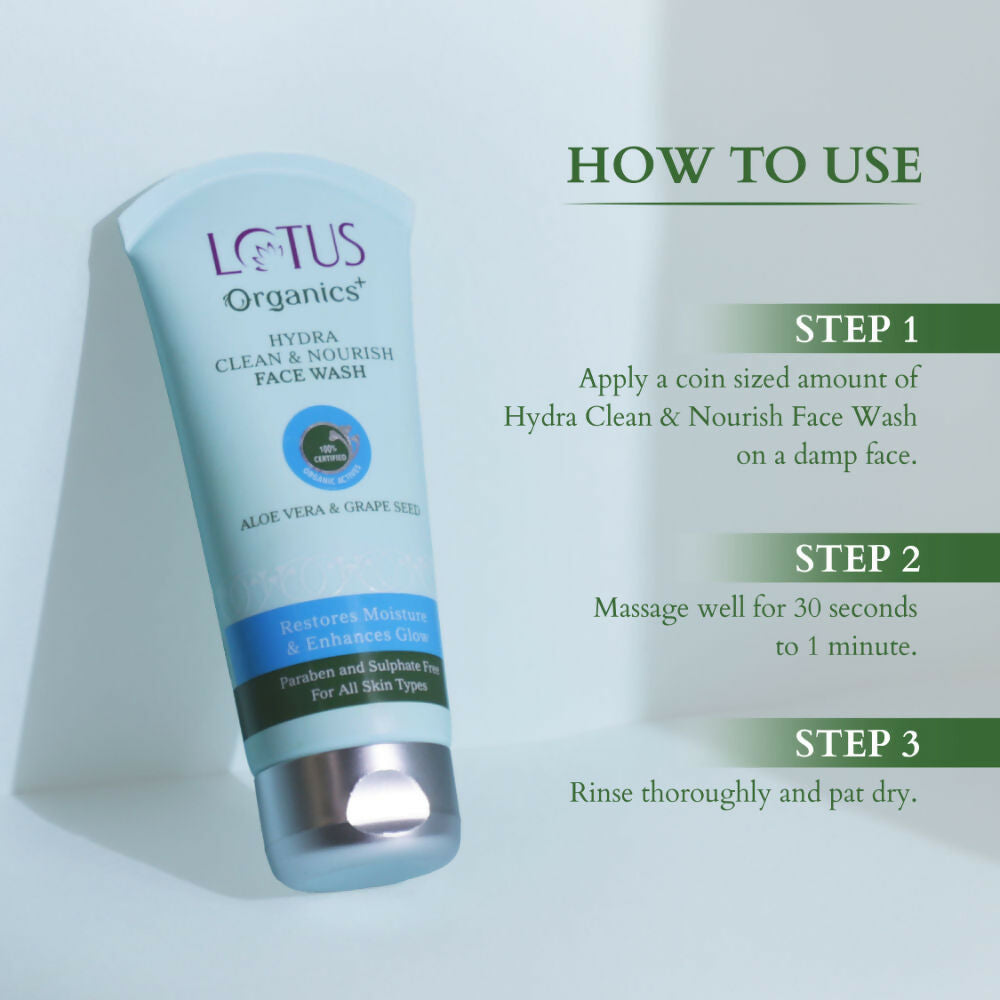 Lotus Organics Aloe Vera & Grape Seed Hydra Clean & Nourish Face Wash