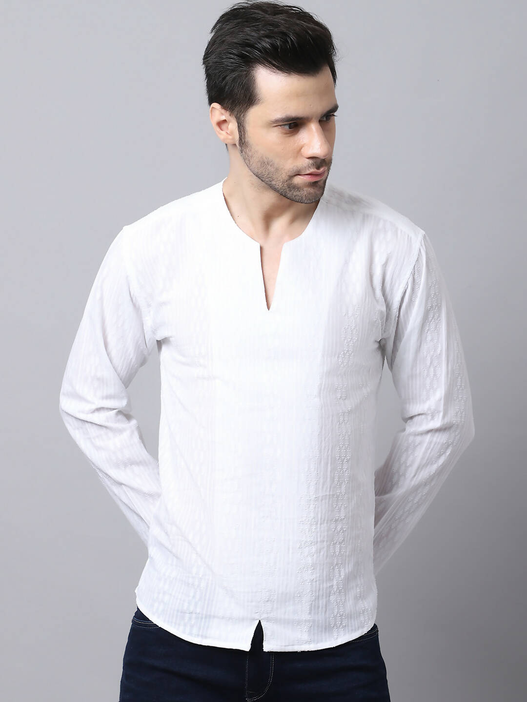 Even Apparels White Pure Cotton Embroided Men's Kurta