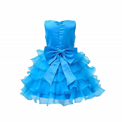 Asmaani Baby Girl's Sky Blue Color Satin Knee Length Frock (AS-dress-22071)