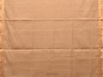 Fawn Khadi Cotton Handloom Saree with Plants Pallu Design - Global Threads