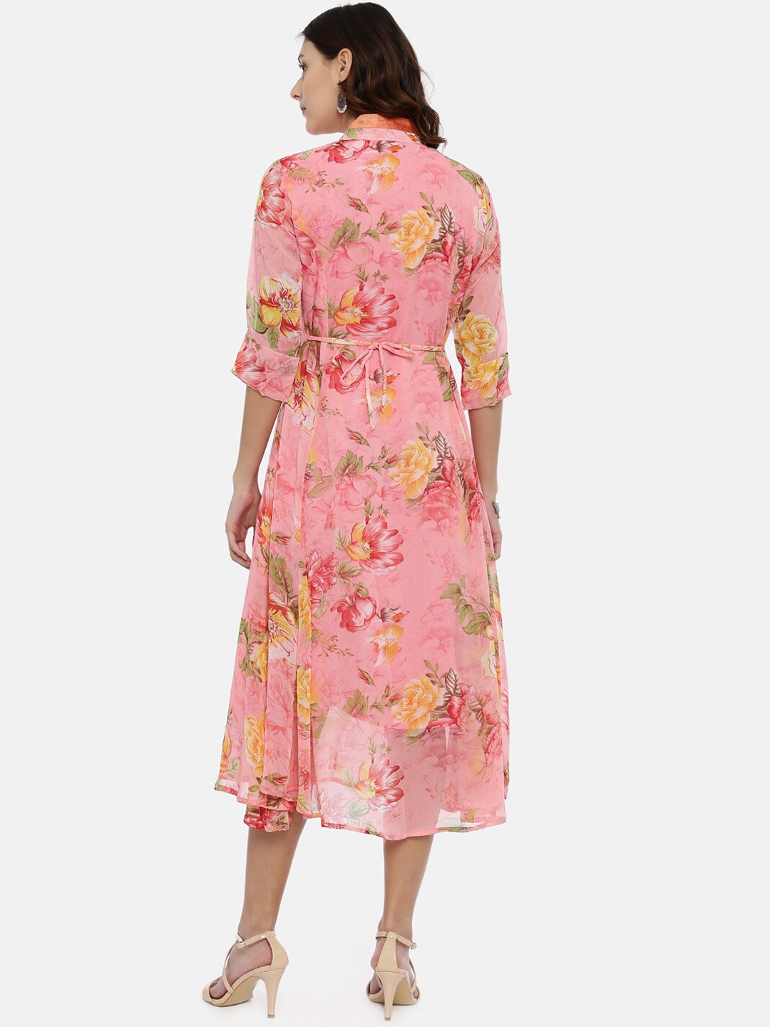 Souchii Woman Pink Floral Printed A-Line Dress