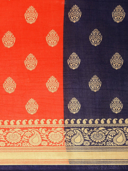 Saree Mall Ethnic Motifs Printed Half & Half Art Silk Sarees