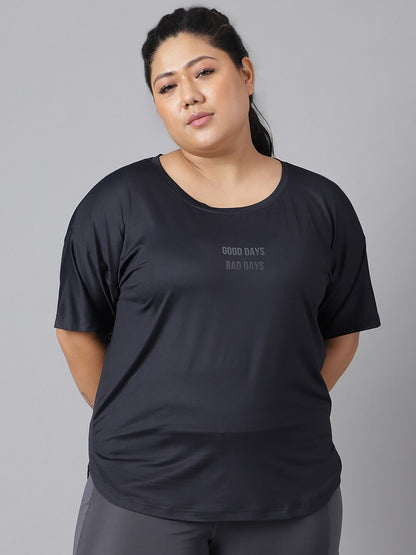 MKH Plus Size Typography Printed Dri-FIT Sports T-Shirt