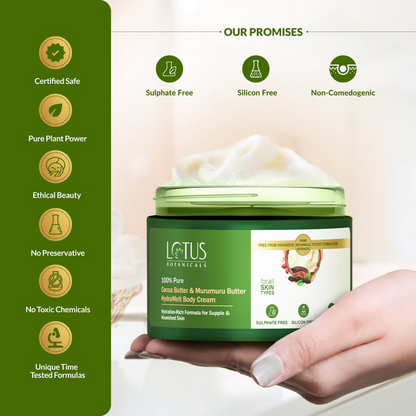 Lotus Botanicals 100% Pure Cocoa Butter & Murumuru Butter HydraMelt Body Cream