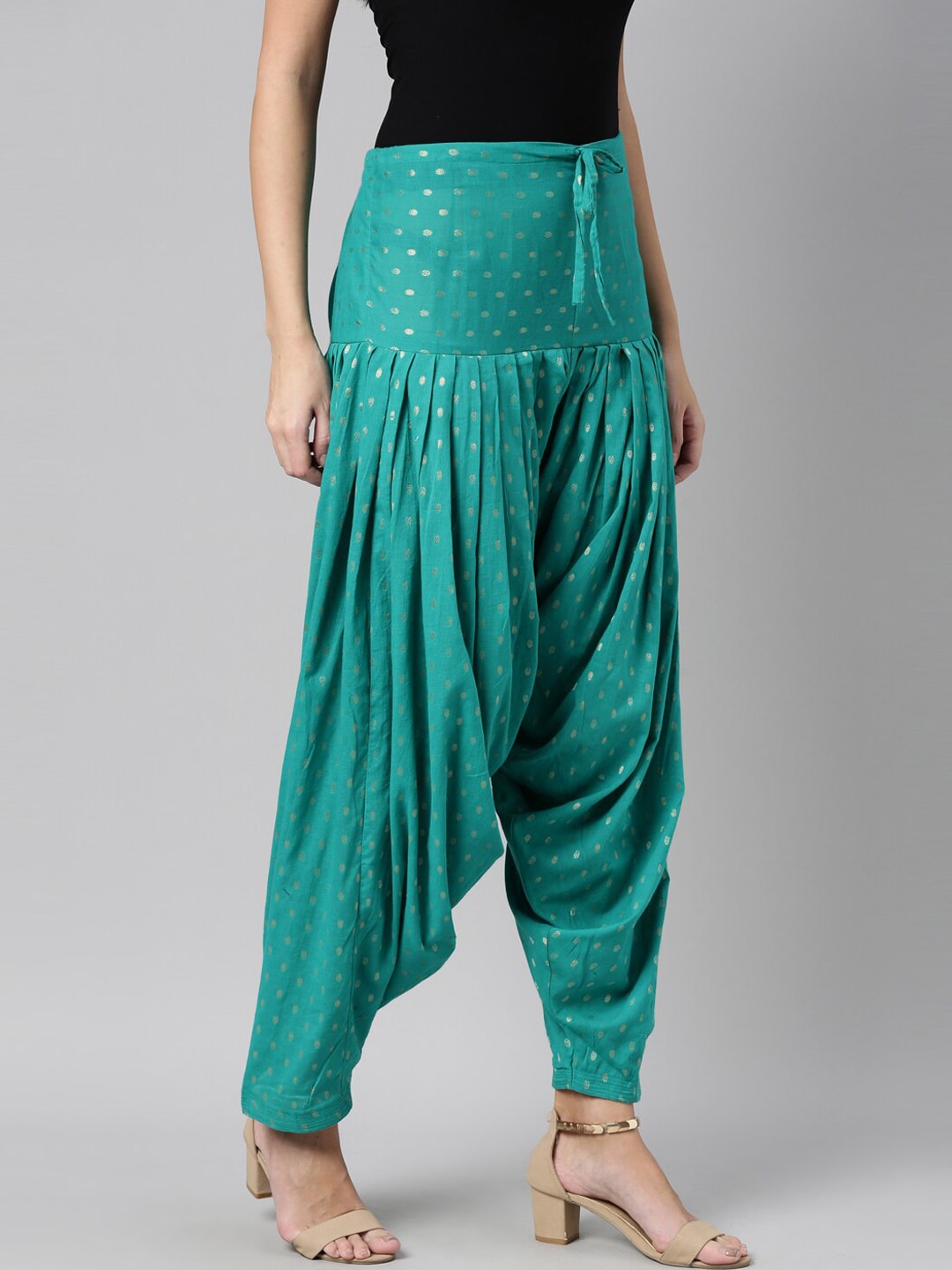 Souchii Sea Green Woven Design Pure Cotton Jacquard Patiala