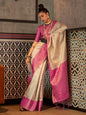Saree Mall Ethnic Motifs Zari Woven Design Silk Blend Kanjeevaram Saree