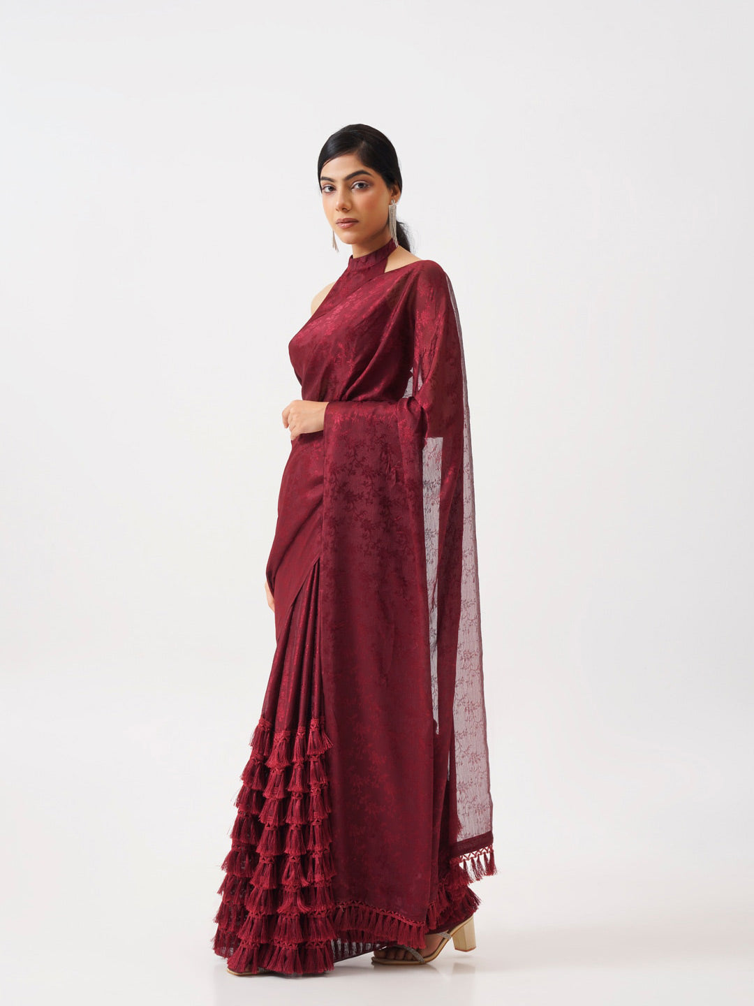 Tikhi Imli Maroon Woven Design Saree