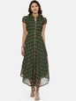 Souchii Green Printed A-Line Dress