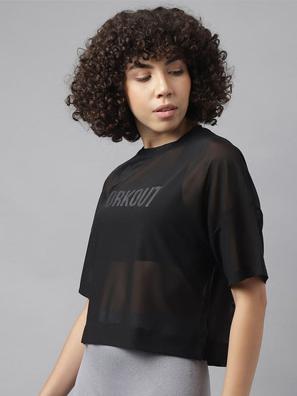 MKH Women Typography Printed Dri-FIT Sports T-Shirt