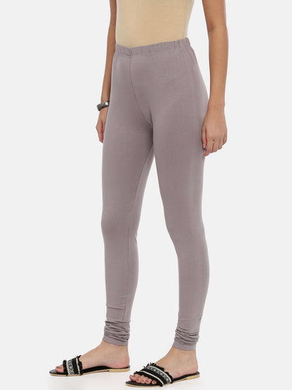 Souchii Grey Solid Slim-Fit Churidar-Length Leggings