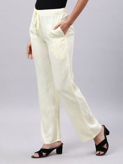 Souchii Cream-Coloured Liva Palazzos
