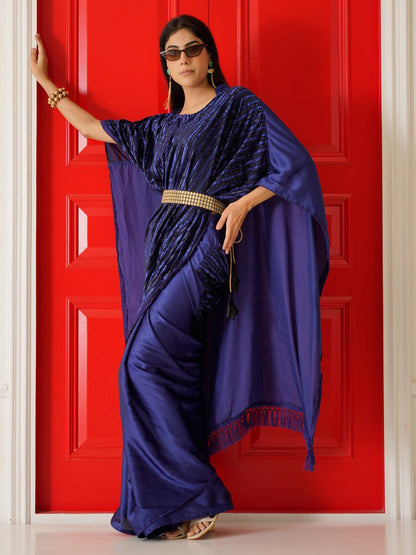 Tikhi Imli Striped Velvet Kaftan Saree