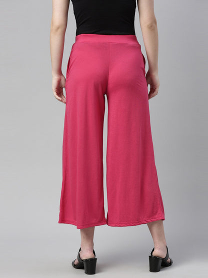 Souchii Women Beautiful Pink Knitted Palazzos