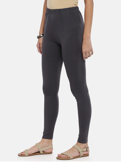 Souchii Grey Solid Slim-Fit Ankle-Length Leggings